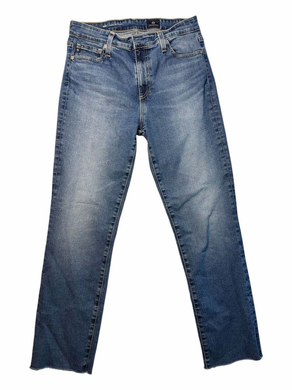 AG Adriano Goldschmied Mari Mid-Rise Slim Straight Leg Raw Hem Jeans Size 28